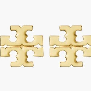 Tory Burch Shiny Gold Logo Earrings